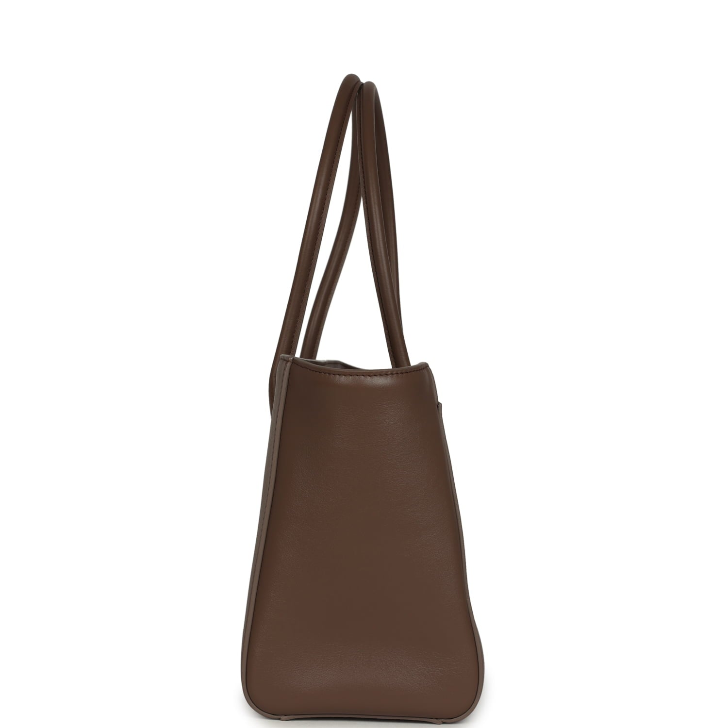 Small Cerf Shopping Bag Brown Calfskin Gold Hardware