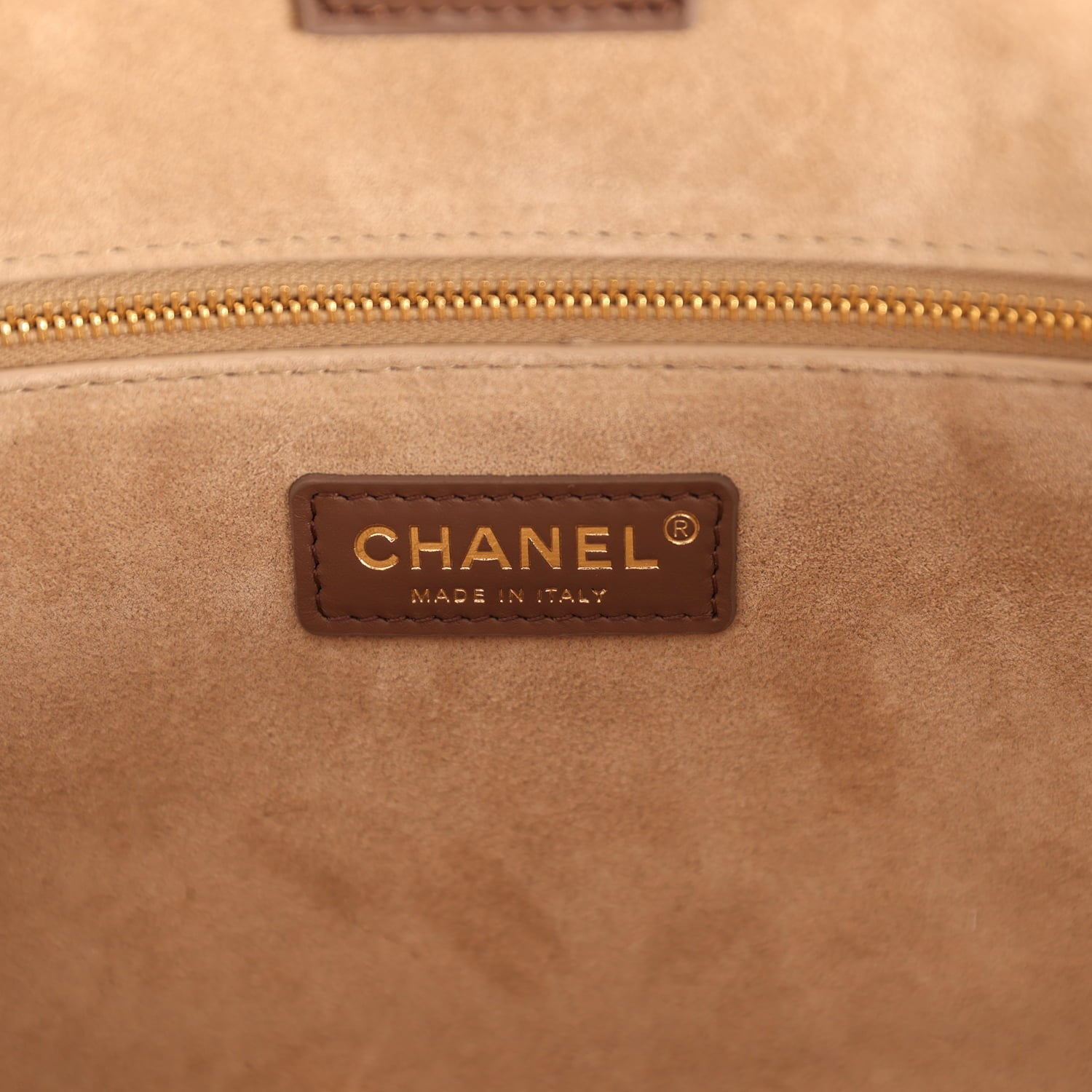 Small Cerf Shopping Bag Brown Calfskin Gold Hardware