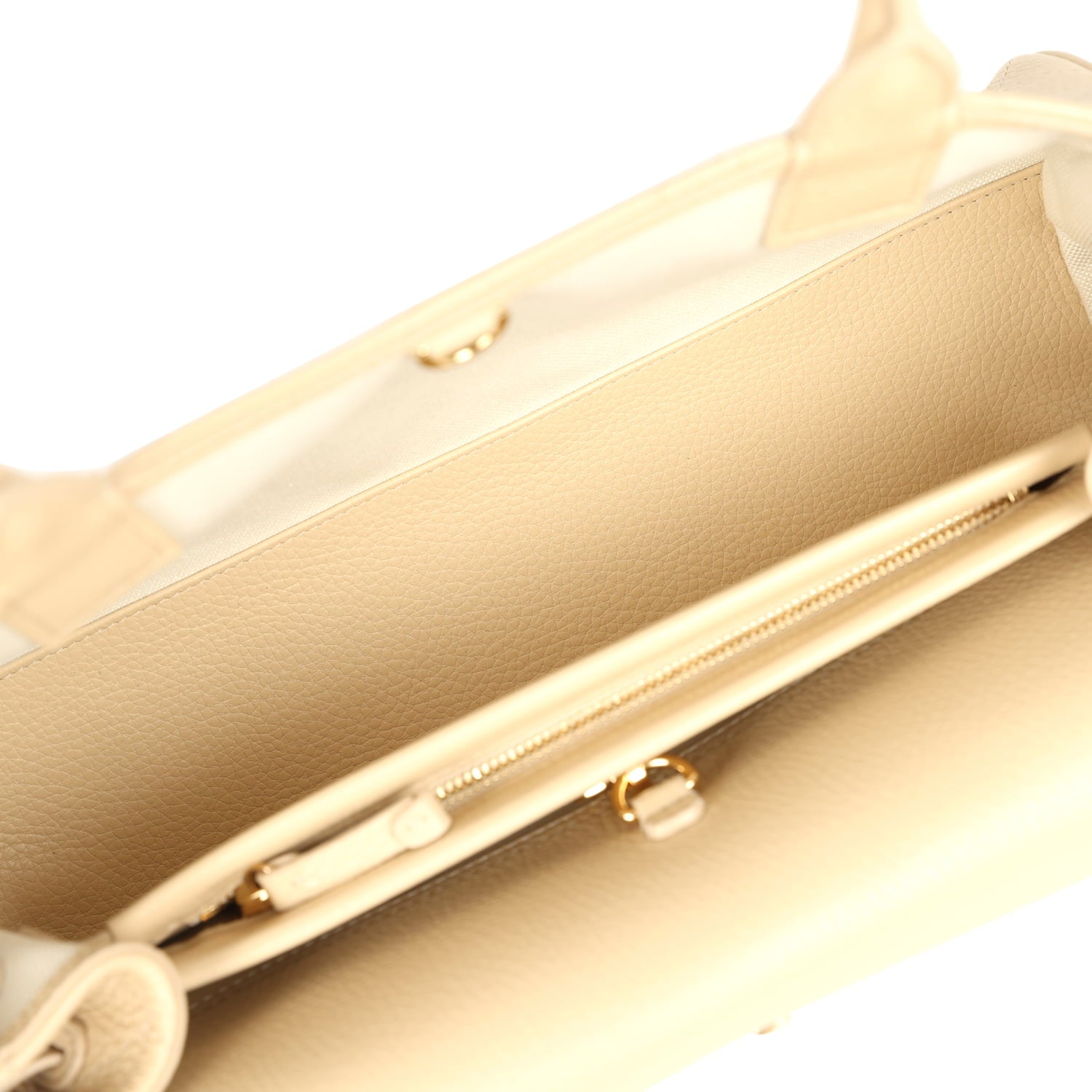 Small "Urban Essential" East West Shopping Tote Light Beige Caviar Gold Hardware