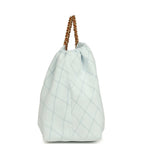 Maxi Coco Beach Cambon Hobo Bag Blue Denim and Brown Calfskin Brushed Gold Hardware