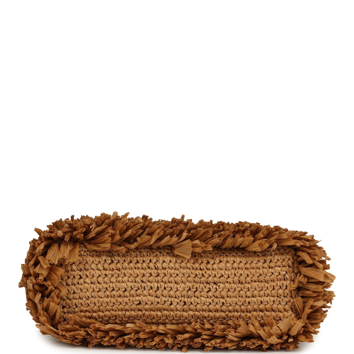 Small Fringe Kelly Dark Beige Raffia Wood and Light Gold Hardware