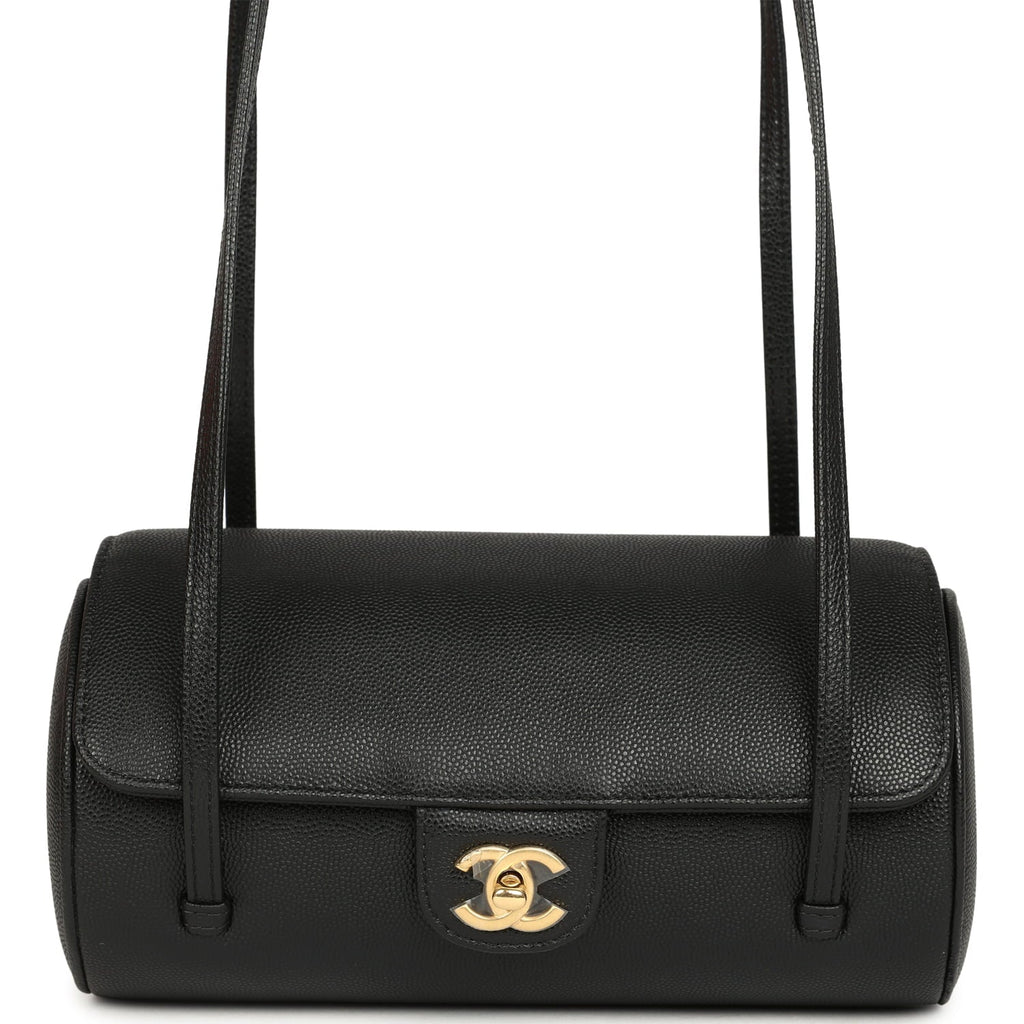 Preppy Coco Bowling Bag Black Shiny Caviar Brushed Gold Hardware