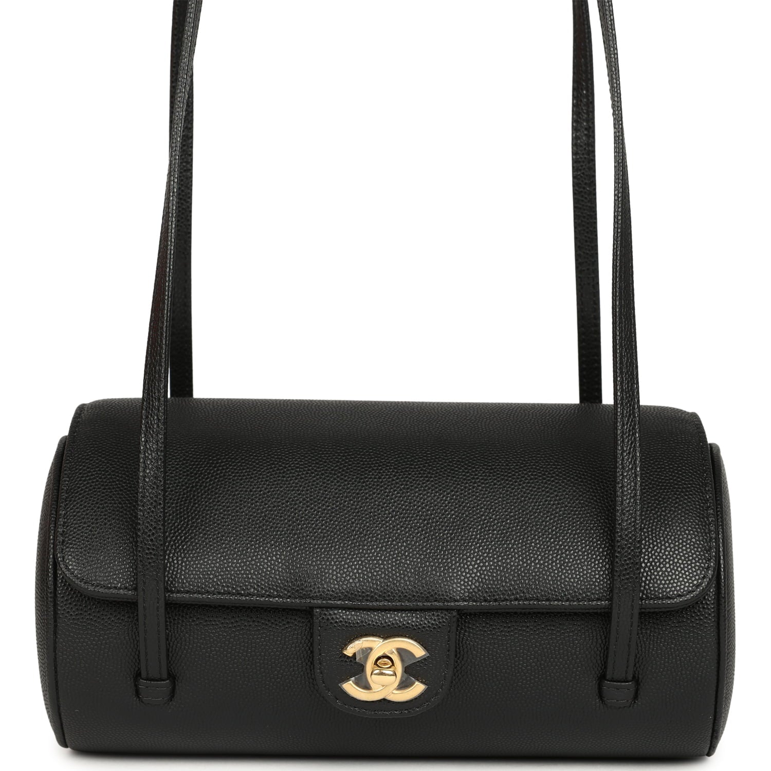 Preppy Coco Bowling Bag Black Shiny Caviar Brushed Gold Hardware