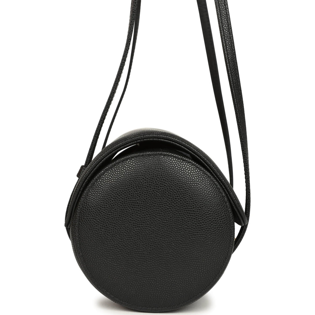 Preppy Coco Bowling Bag Black Shiny Caviar Brushed Gold Hardware