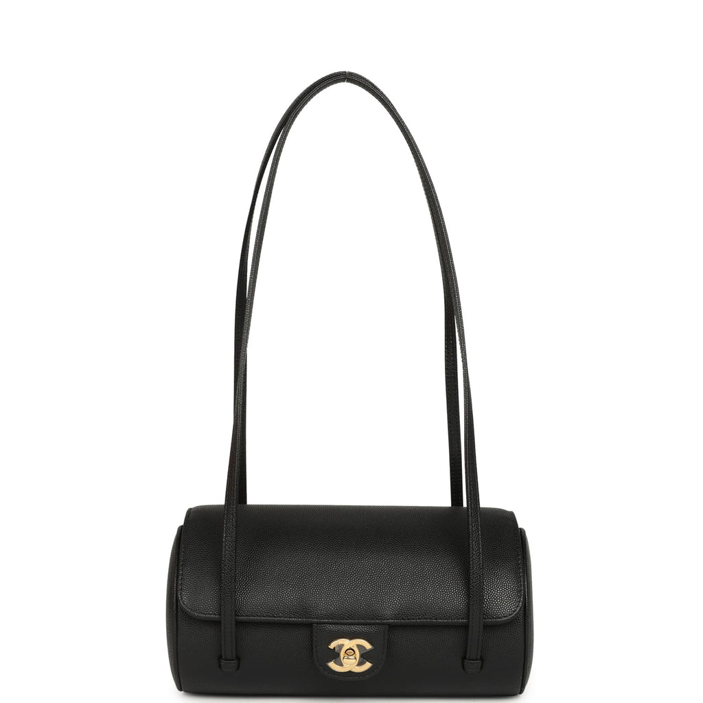 Preppy Coco Bowling Bag Black Shiny Caviar Brushed Gold Hardware