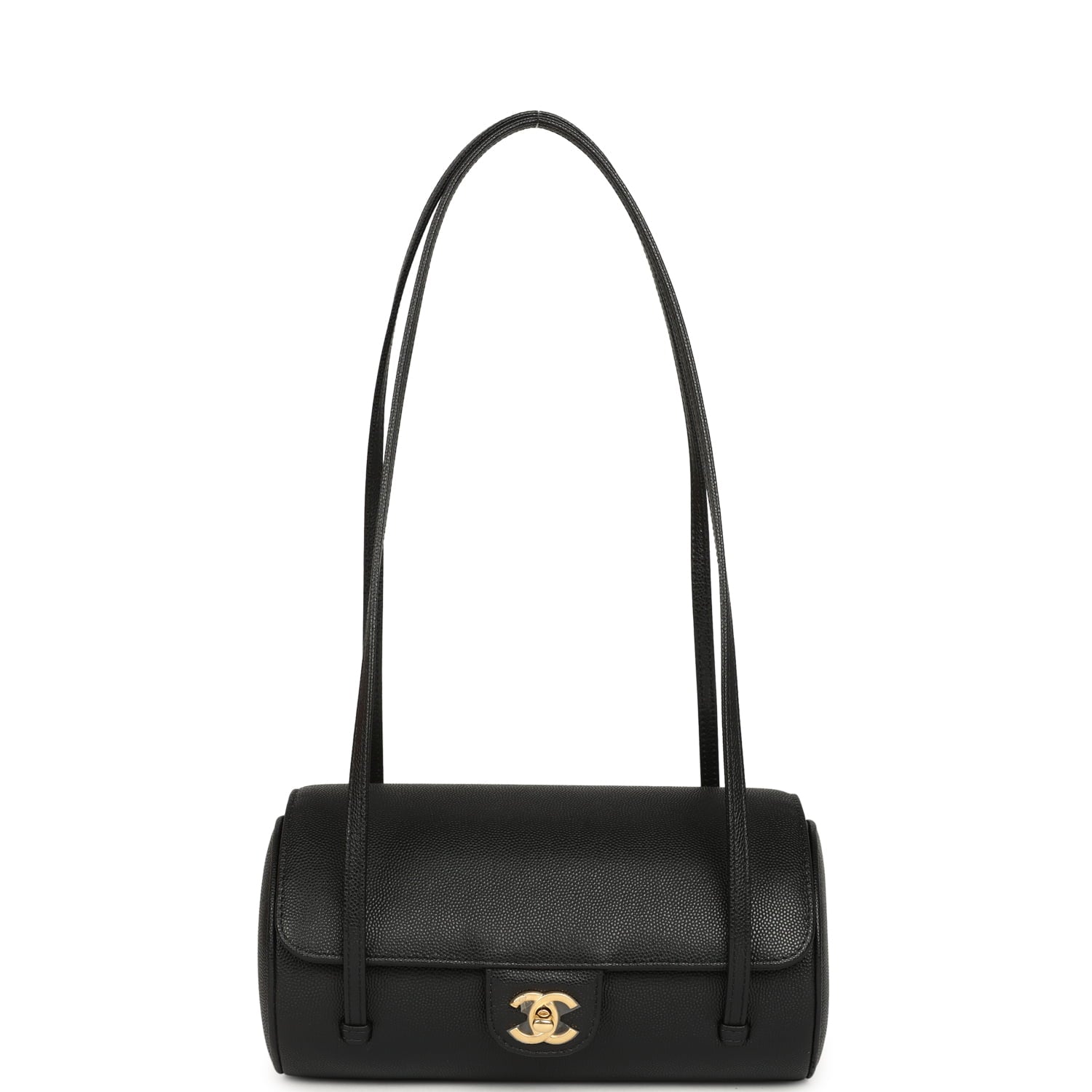 Preppy Coco Bowling Bag Black Shiny Caviar Brushed Gold Hardware