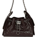 Mini 25 Hobo Bag Dark Brown Shiny Crumpled Calfskin Silver Hardware