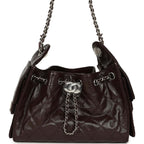 Mini 25 Hobo Bag Dark Brown Shiny Crumpled Calfskin Silver Hardware