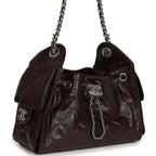 Mini 25 Hobo Bag Dark Brown Shiny Crumpled Calfskin Silver Hardware