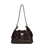 Mini 25 Hobo Bag Dark Brown Shiny Crumpled Calfskin Silver Hardware
