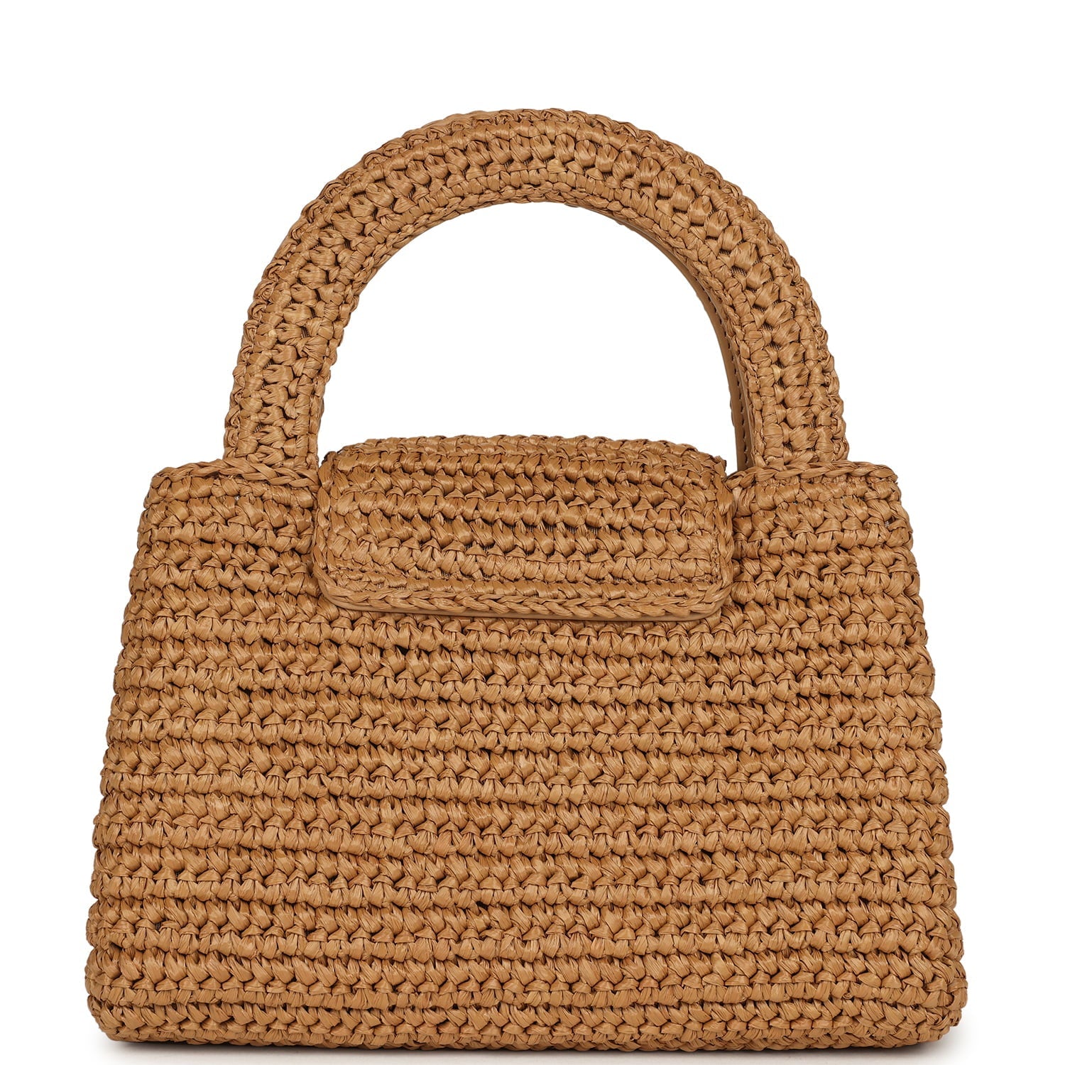 Small Kelly Dark Beige Raffia Brushed Gold Hardware