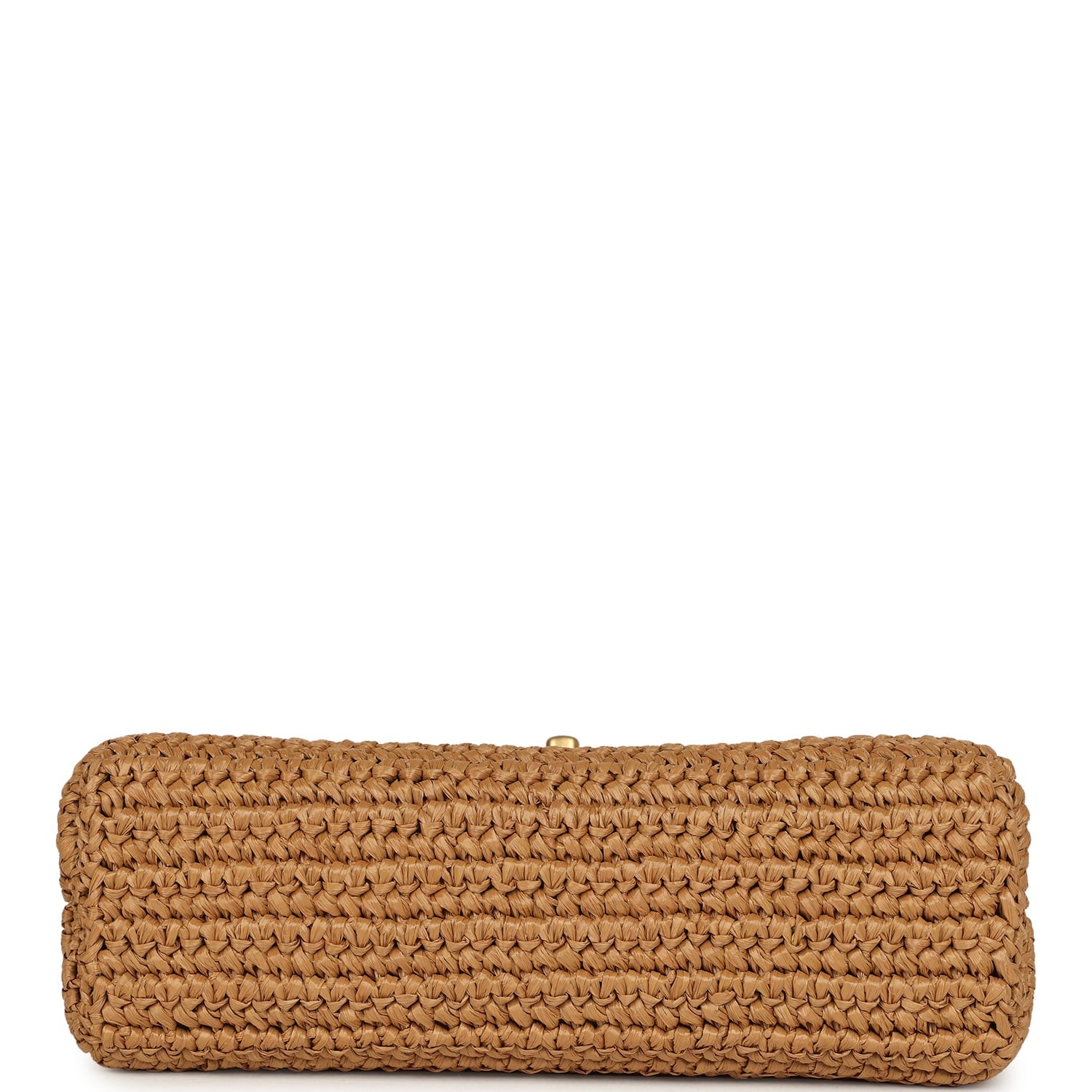 Small Kelly Dark Beige Raffia Brushed Gold Hardware