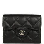 Classic Card Holder Wallet Black Shiny Caviar Light Gold Hardware