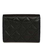 Classic Card Holder Wallet Black Shiny Caviar Light Gold Hardware