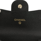 Classic Card Holder Wallet Black Shiny Caviar Light Gold Hardware