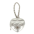CC In Love Mini Heart Bag Charm Silver Metallic Lambskin Silver Hardware