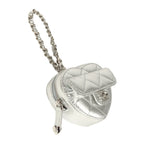 CC In Love Mini Heart Bag Charm Silver Metallic Lambskin Silver Hardware