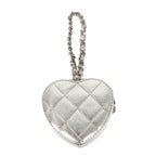 CC In Love Mini Heart Bag Charm Silver Metallic Lambskin Silver Hardware