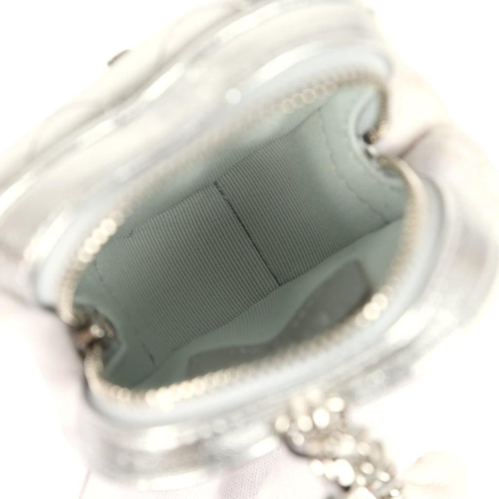 CC In Love Mini Heart Bag Charm Silver Metallic Lambskin Silver Hardware