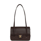 Small Preppy Coco Flap Bag Dark Brown Shiny Caviar Brushed Gold Hardware