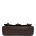 Small Preppy Coco Flap Bag Dark Brown Shiny Caviar Brushed Gold Hardware