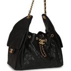 Small 25 Hobo Bag Black Caviar Antique Gold Hardware