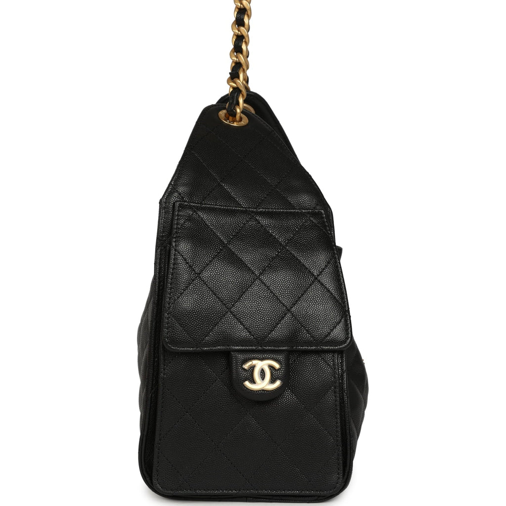 Small 25 Hobo Bag Black Caviar Antique Gold Hardware