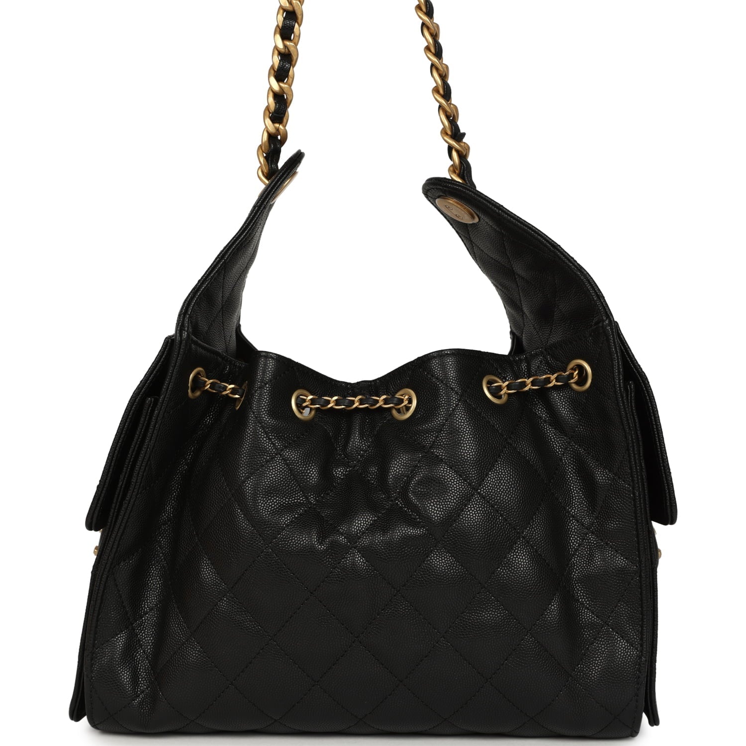 Small 25 Hobo Bag Black Caviar Antique Gold Hardware