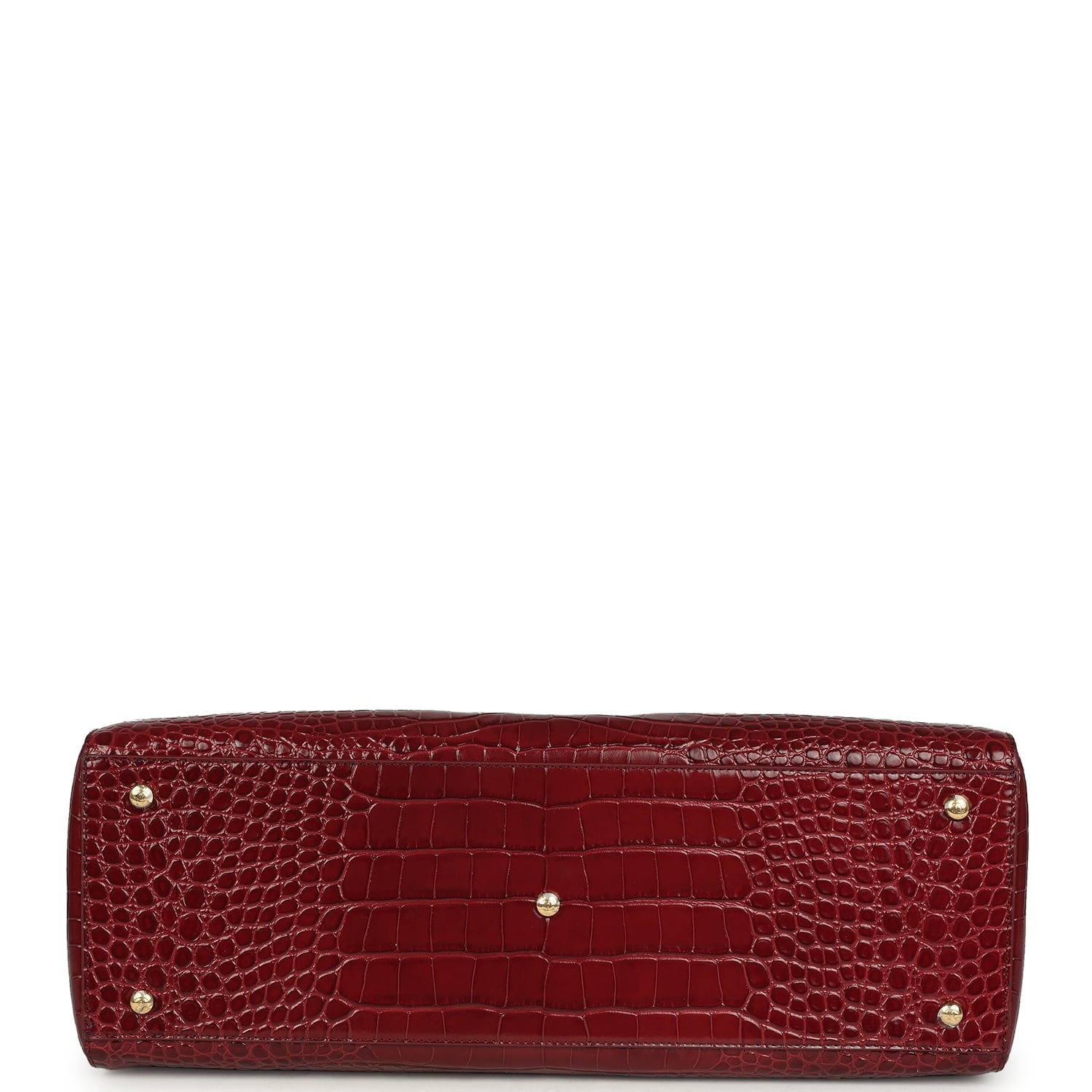 Large Cerf Shopping Bag Burgundy Crocodile Embossed Calfskin Gold Hardware