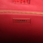 Large Cerf Shopping Bag Burgundy Crocodile Embossed Calfskin Gold Hardware