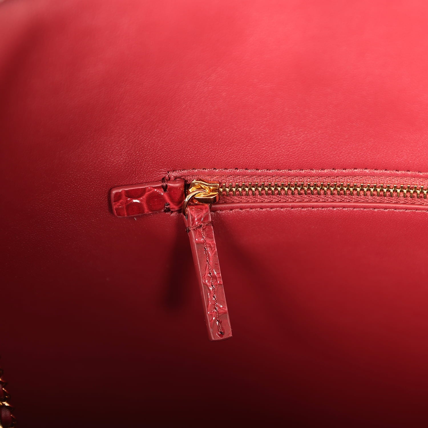 Large Cerf Shopping Bag Burgundy Crocodile Embossed Calfskin Gold Hardware