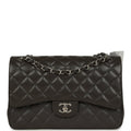 Jumbo Classic Double Flap Bag Dark Grey Caviar Silver Hardware