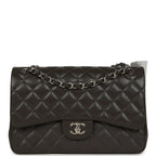 Jumbo Classic Double Flap Bag Dark Grey Caviar Silver Hardware