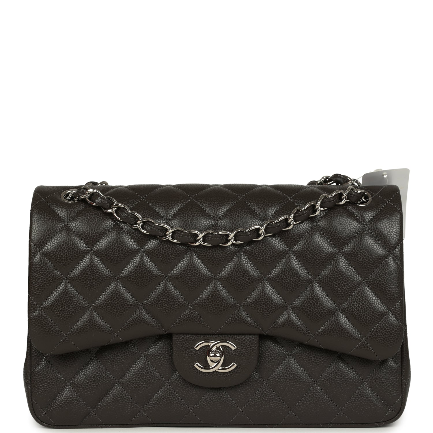 Jumbo Classic Double Flap Bag Dark Grey Caviar Silver Hardware