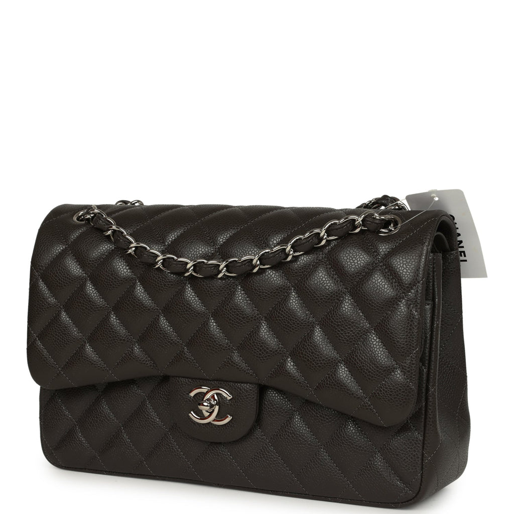 Jumbo Classic Double Flap Bag Dark Grey Caviar Silver Hardware