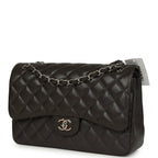 Jumbo Classic Double Flap Bag Dark Grey Caviar Silver Hardware