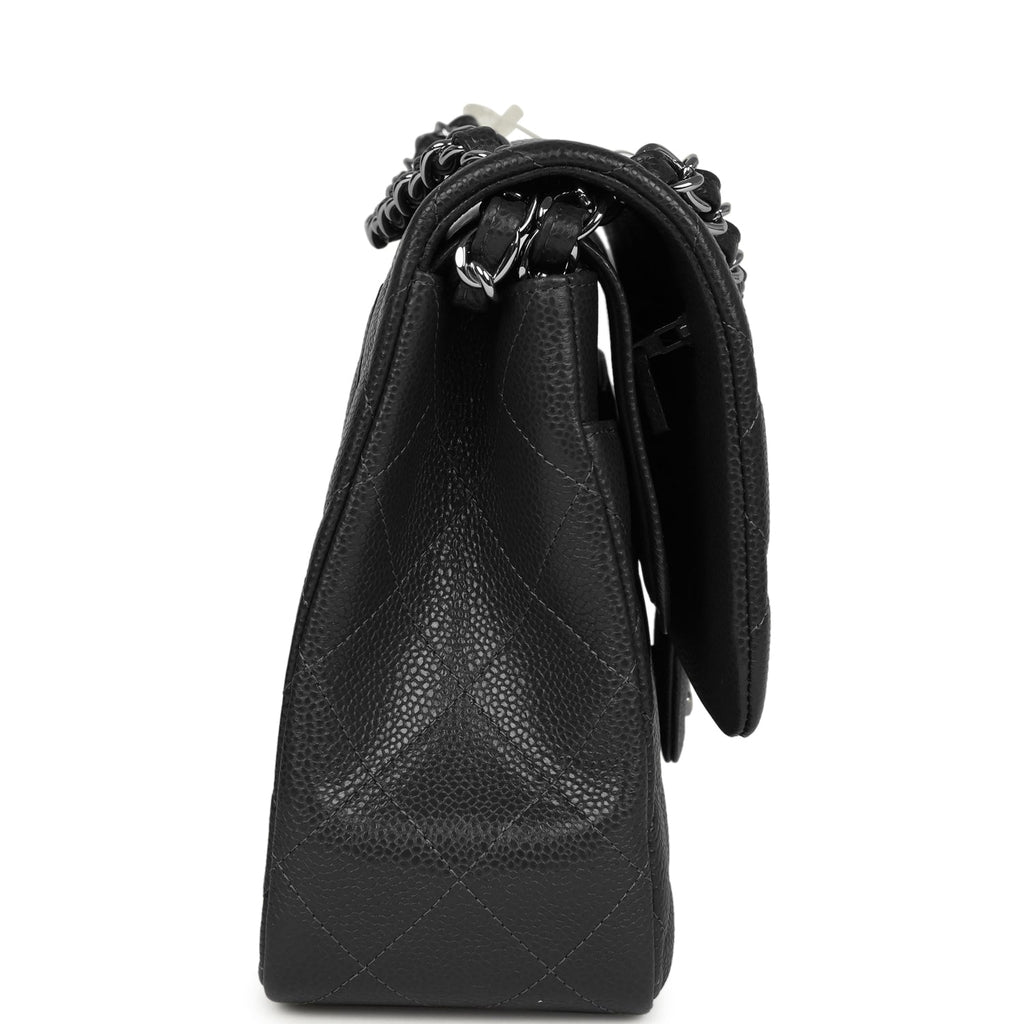 Jumbo Classic Double Flap Bag Dark Grey Caviar Silver Hardware