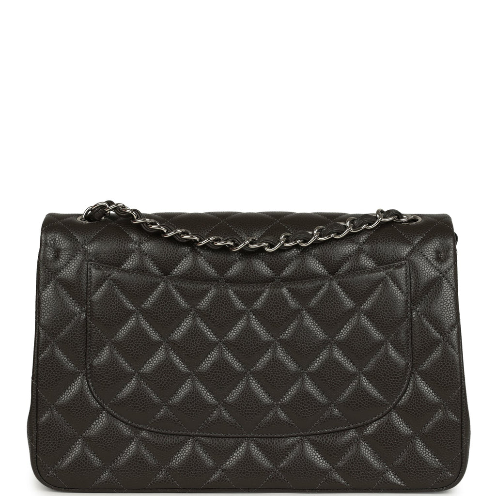 Jumbo Classic Double Flap Bag Dark Grey Caviar Silver Hardware