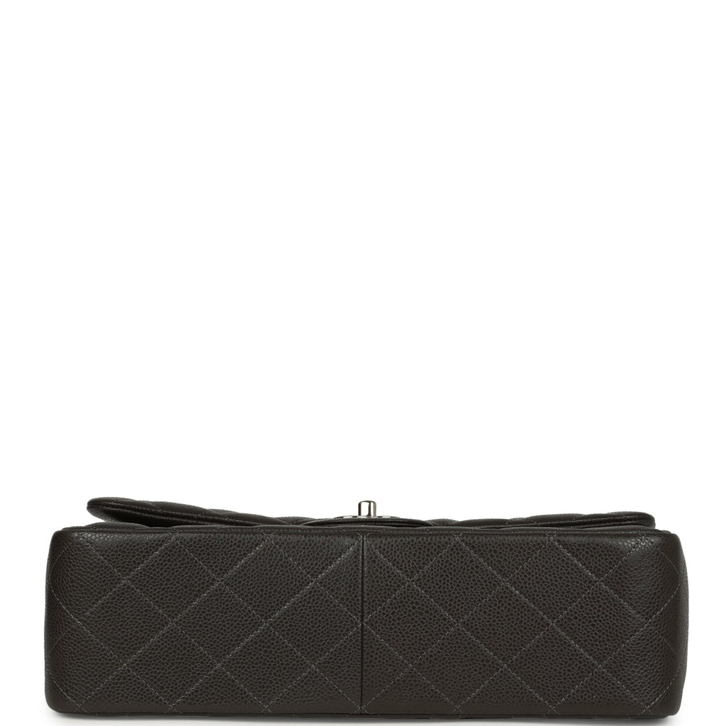 Jumbo Classic Double Flap Bag Dark Grey Caviar Silver Hardware