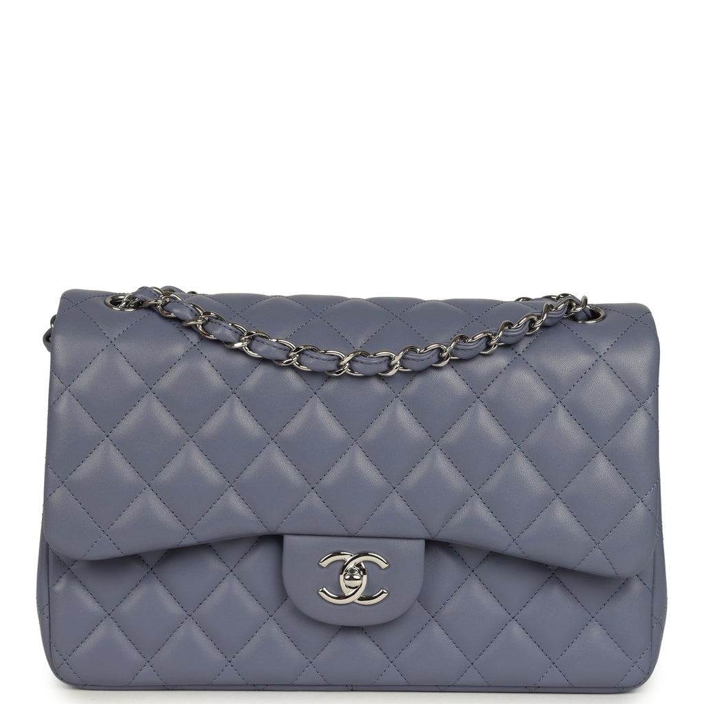 Jumbo Classic Double Flap Bag Purple Lambskin Silver Hardware
