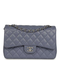 Jumbo Classic Double Flap Bag Purple Lambskin Silver Hardware