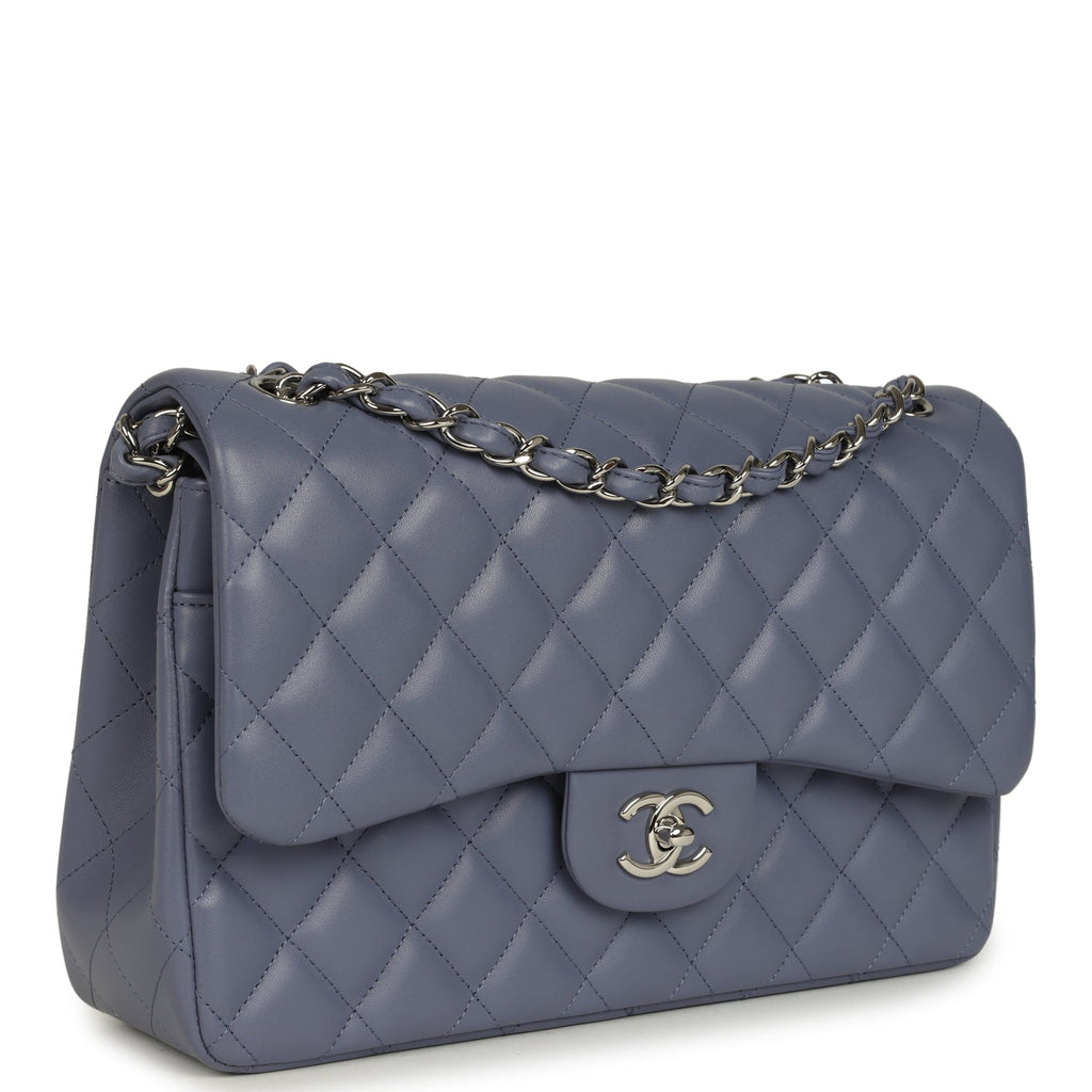Jumbo Classic Double Flap Bag Purple Lambskin Silver Hardware