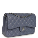 Jumbo Classic Double Flap Bag Purple Lambskin Silver Hardware