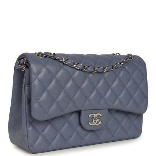 Jumbo Classic Double Flap Bag Purple Lambskin Silver Hardware