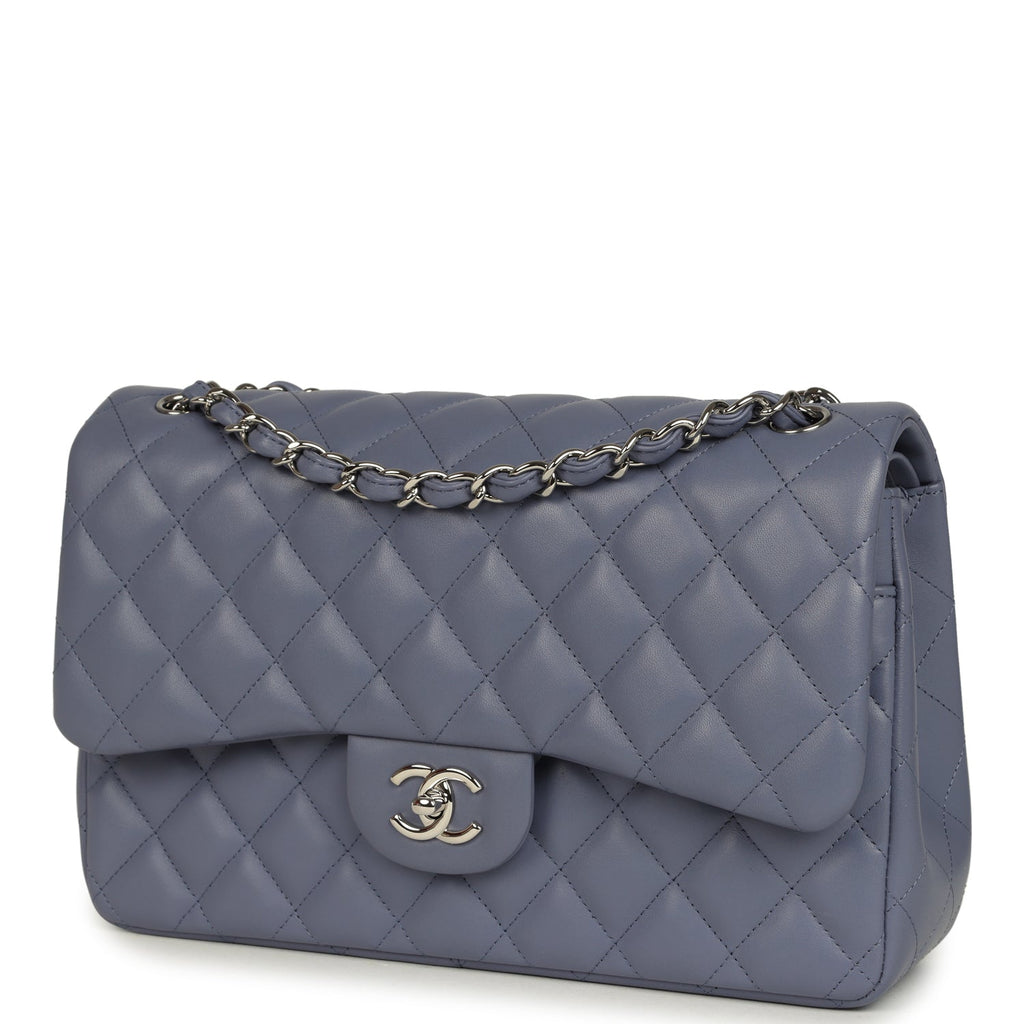 Jumbo Classic Double Flap Bag Purple Lambskin Silver Hardware