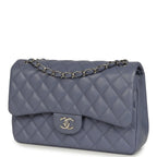 Jumbo Classic Double Flap Bag Purple Lambskin Silver Hardware