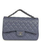 Jumbo Classic Double Flap Bag Purple Lambskin Silver Hardware