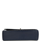 Maxi Classic Chevron Double Flap Bag Dark Blue Caviar Silver Hardware