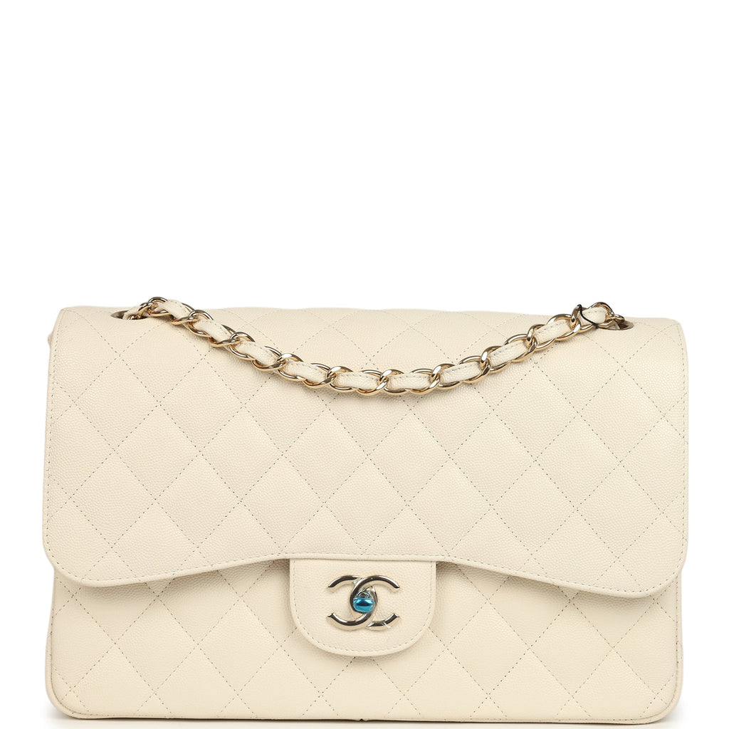 Jumbo Classic Double Flap Bag Cream Caviar Gold Hardware