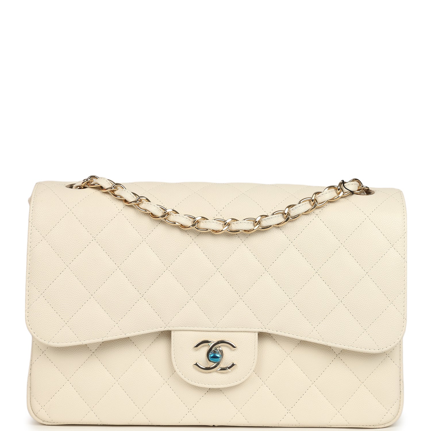 Jumbo Classic Double Flap Bag Cream Caviar Gold Hardware